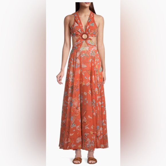 My Beachy Side Dresses & Skirts - NWT My Beachy Side Begonia cut out maxi dress Size Medium- Gold Flame